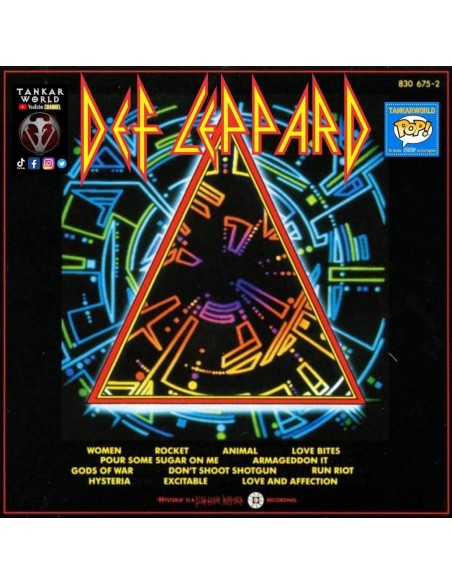 Funko Pop! - Def Leppard - Hysteria - Joe Elliott, Rick Allen, Rick Savage, Steve Clark y Phil Collen -Albums - 37