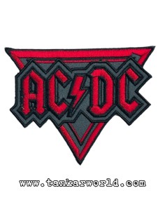 Parche AC/DC - Logo Letras Rojas sobre Triangulo - 9,5 x 7,5 cm - ACDC