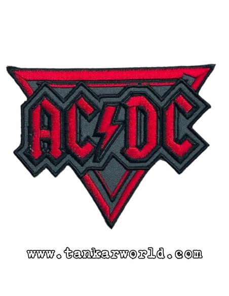 Parche AC/DC - Logo Letras Rojas sobre Triangulo - 9,5 x 7,5 cm - ACDC